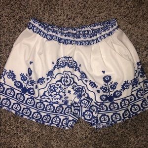 Blue & White flowy shorts
